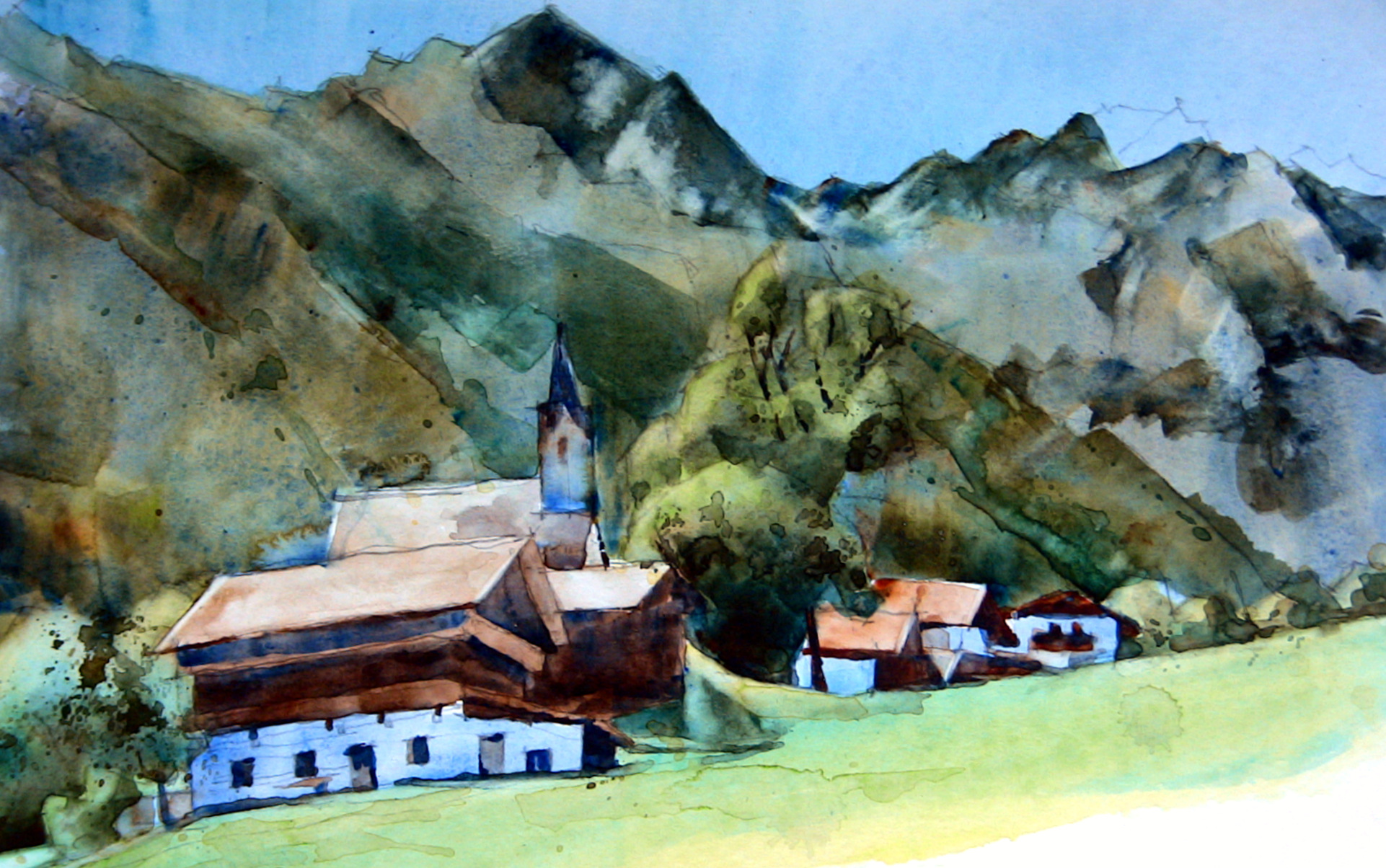 Aquarellexkursionen in Südtirol Pichlerhof Rein in Taufers faszinierende Bergwelt Architektur und Landschaft Bild 3