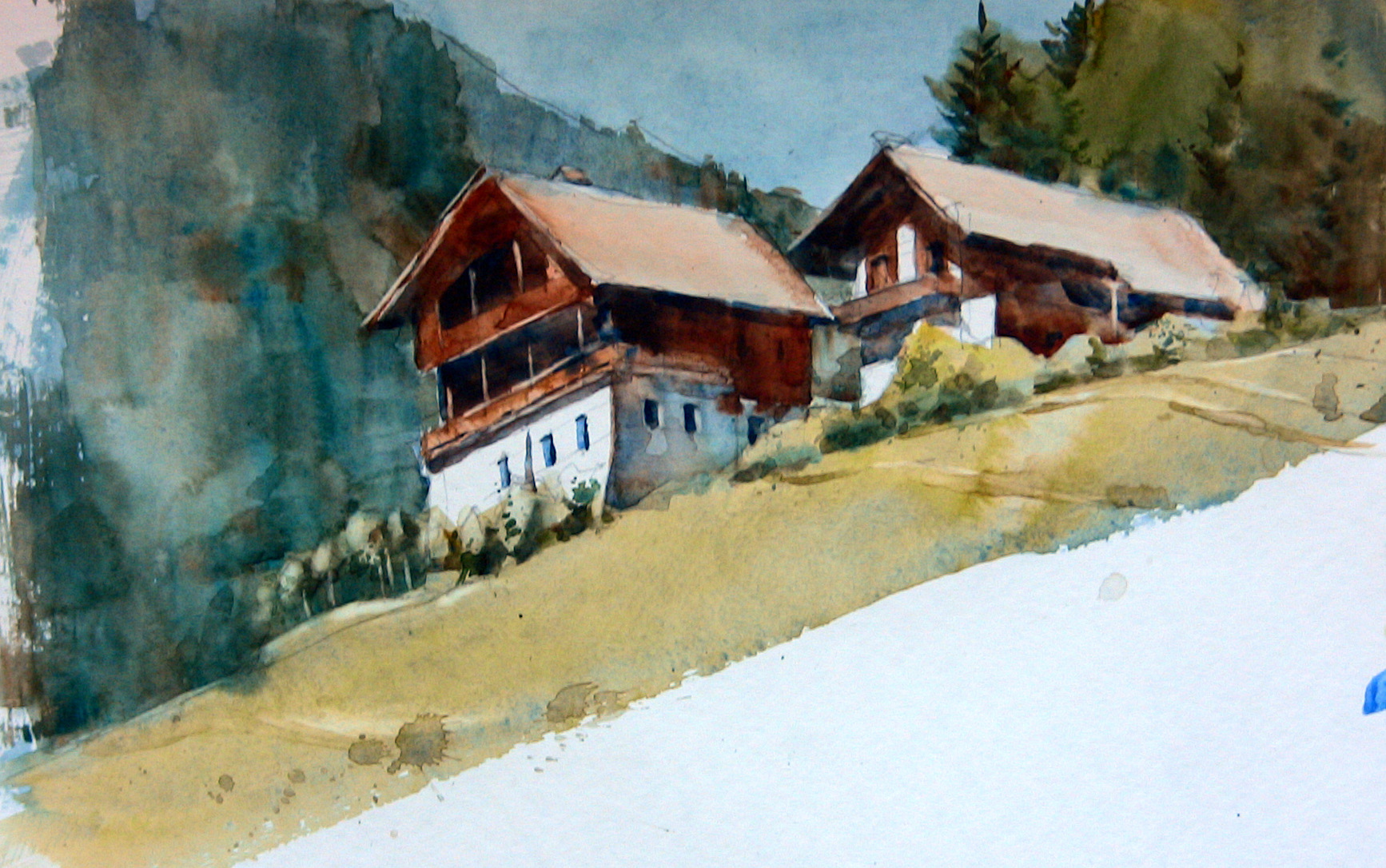 Aquarellexkursionen in Südtirol Pichlerhof Rein in Taufers faszinierende Bergwelt Architektur und Landschaft Bild 4