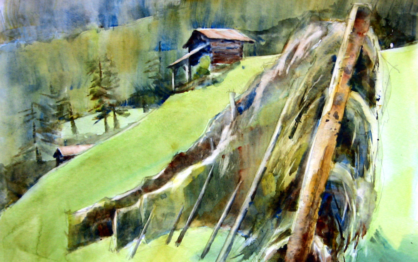 Aquarellexkursionen in Südtirol Pichlerhof Rein in Taufers faszinierende Bergwelt Architektur und Landschaft Bild 2