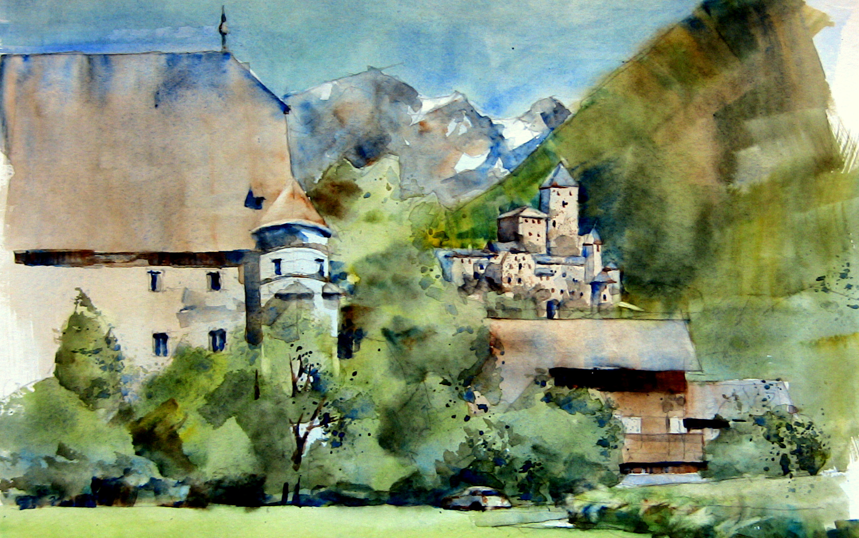 Aquarellexkursionen in Südtirol Pichlerhof Rein in Taufers faszinierende Bergwelt Architektur und Landschaft Bild 5